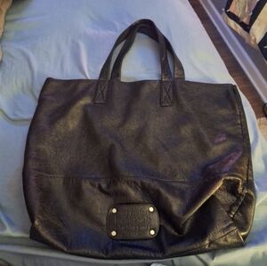 Juicy Couture Black Leather Bag with Pink and Gray Lining
